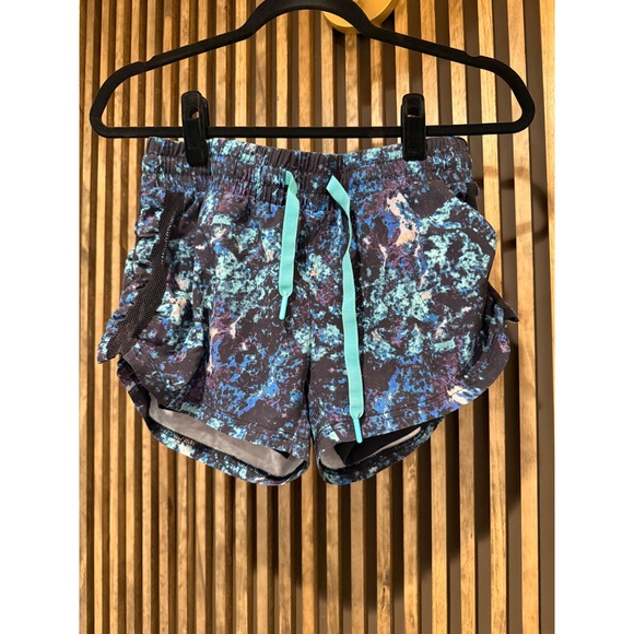 Fabletics Running Shorts Womens Small Blue Purple Black Marble Print - Picture 1 of 4